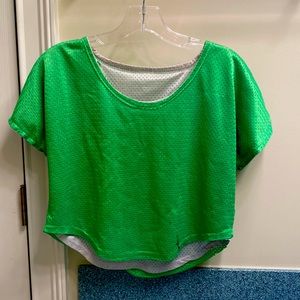 Like Green/Neon Green Off the Shoulder Jersey Crop Top